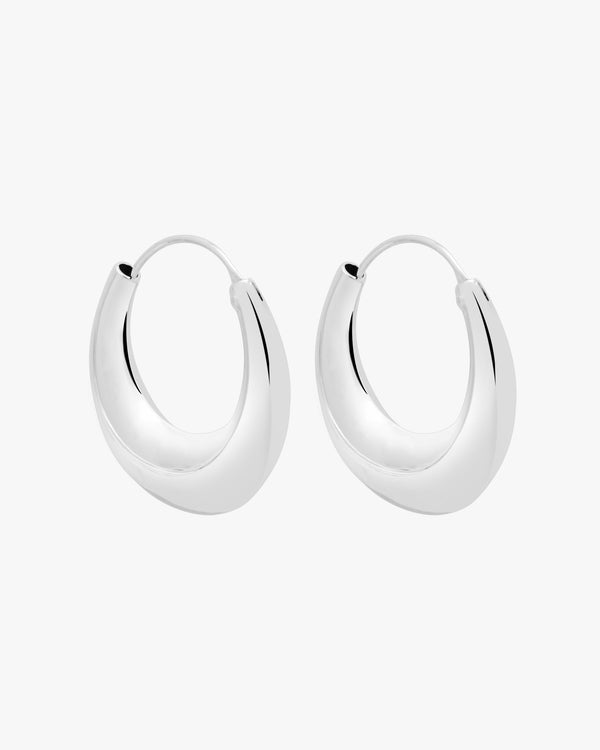 Crescent Curve Silver Hoops