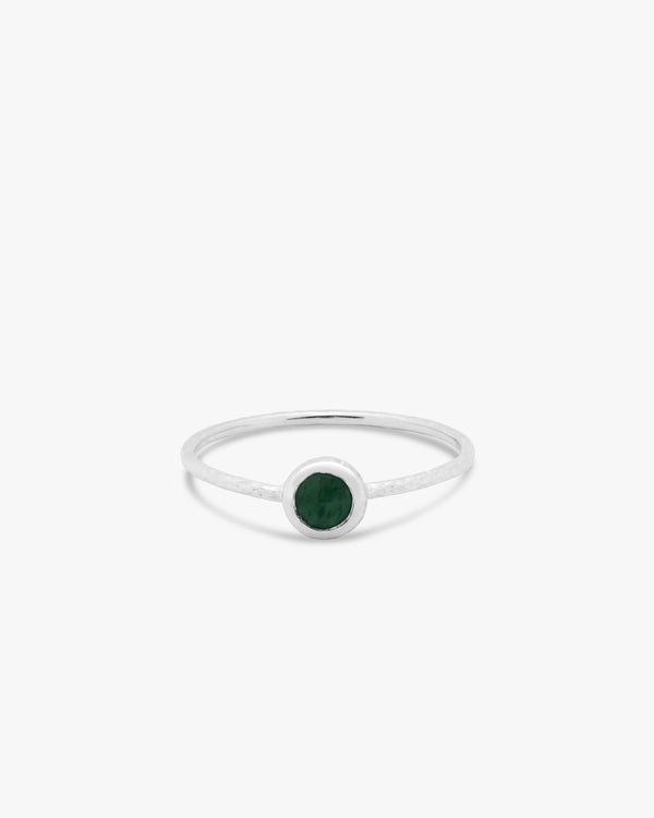 Silver Mini Solo Green Aventurine Ring