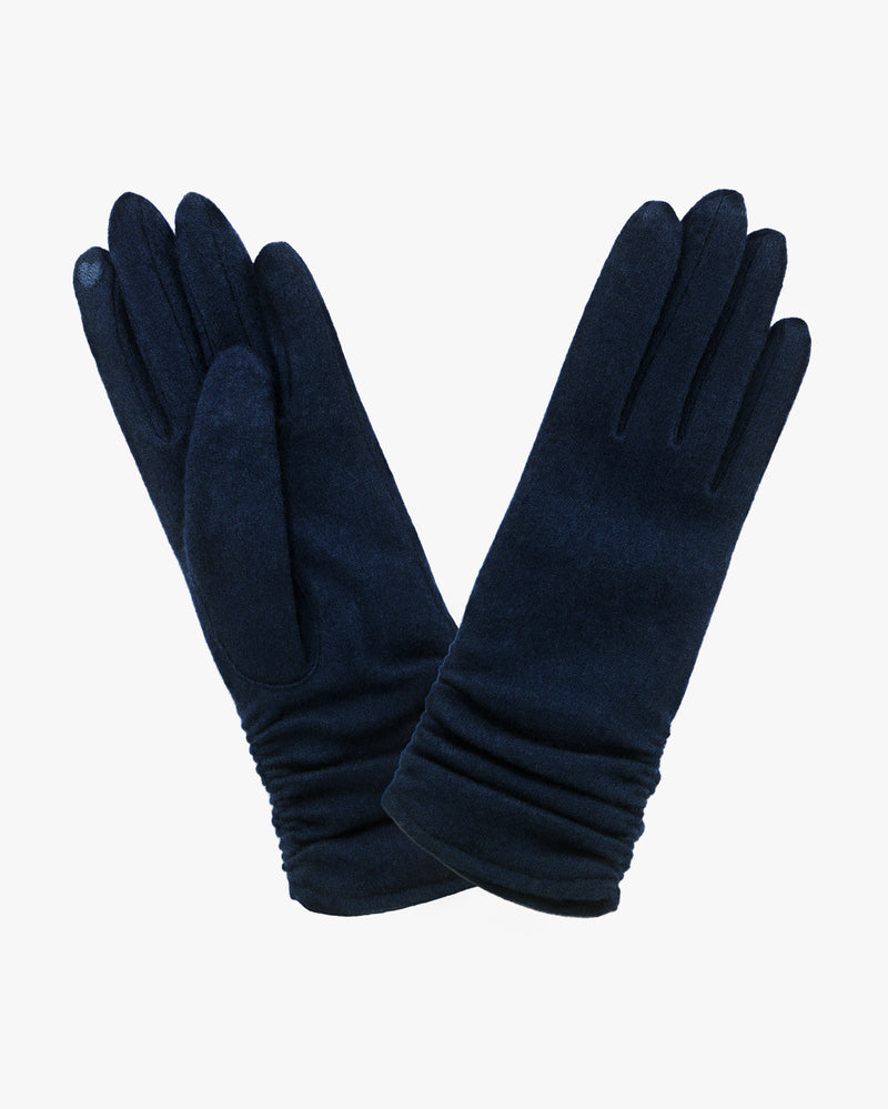 Wool Touch Gloves Wrist Deep Blue