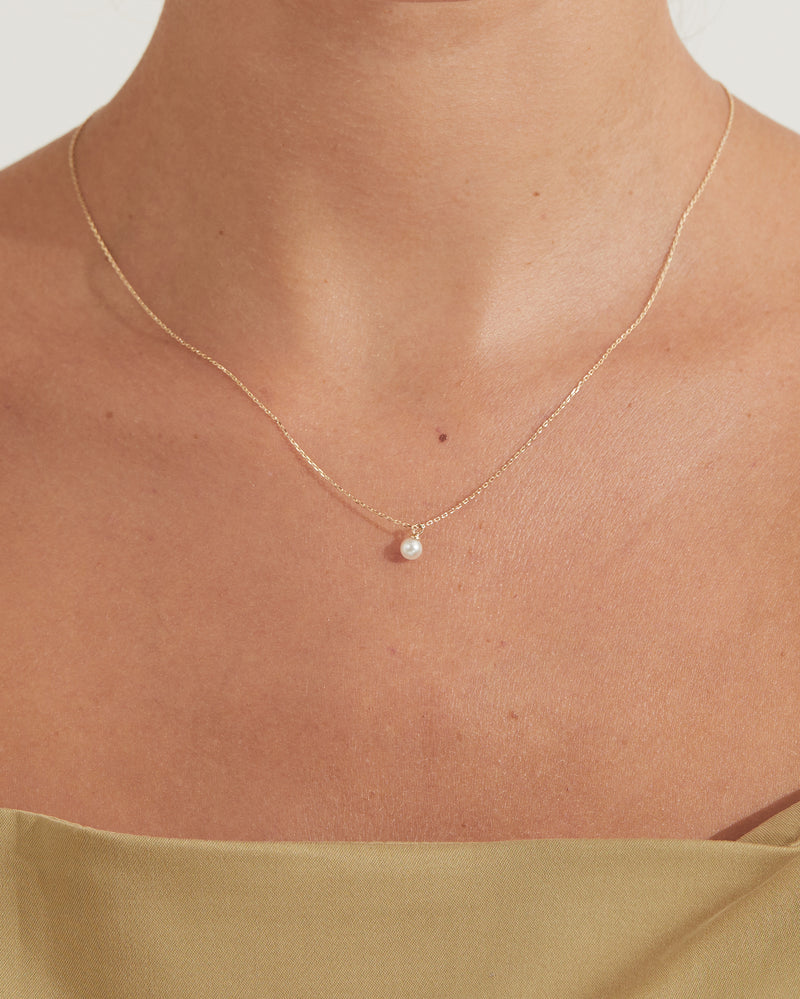 14K Mini White Pearl Necklace