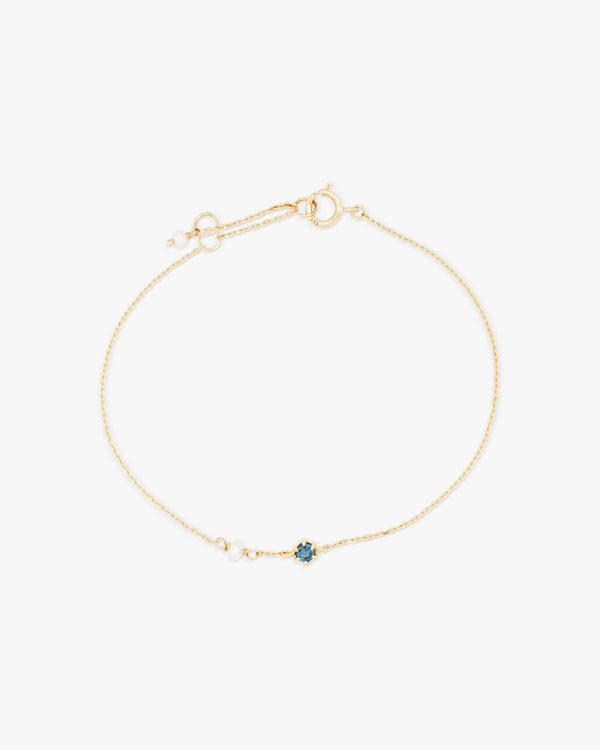 14K Mini White Pearl & Blue Topaz Bracelet