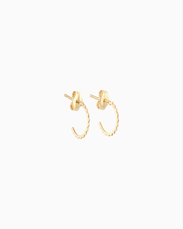 14k Twirl Diamond Cut Half Hoop Earrings