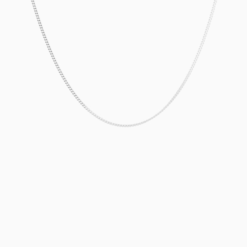 Silver Curb Diamond Chain Necklace