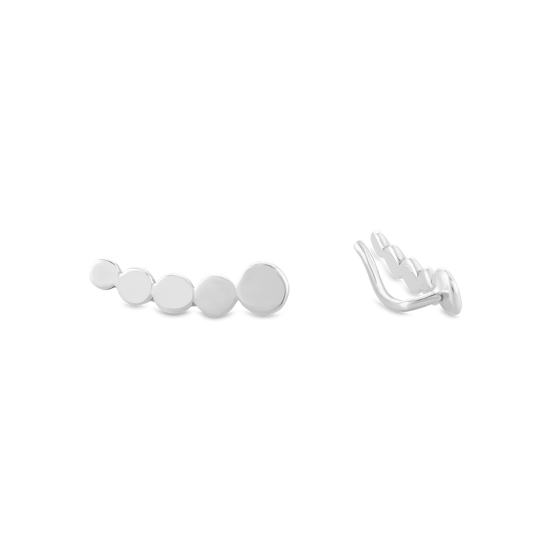 Silver Spheres Climber Earrings