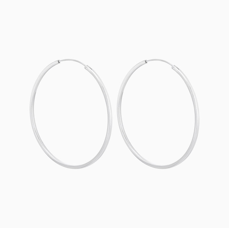 Silver Square Hoops 35mm