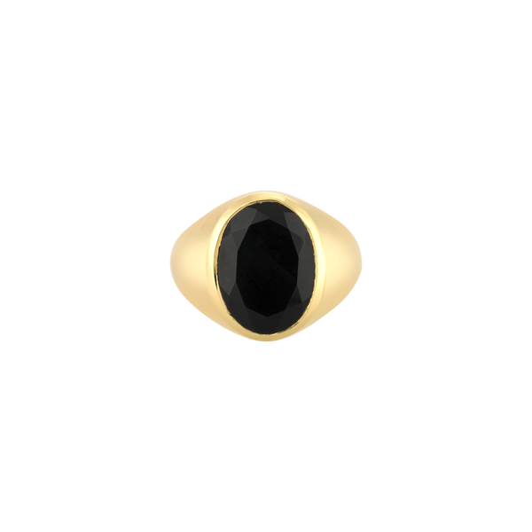 Golden Oval Signet Onyx Ring