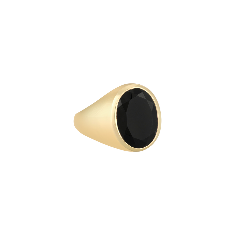 Golden Oval Signet Onyx Ring
