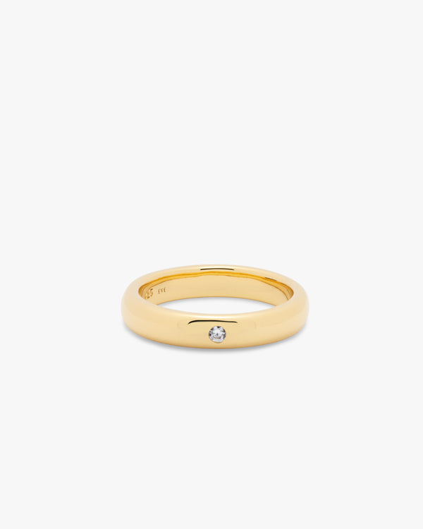 Golden Band White Zircon Ring