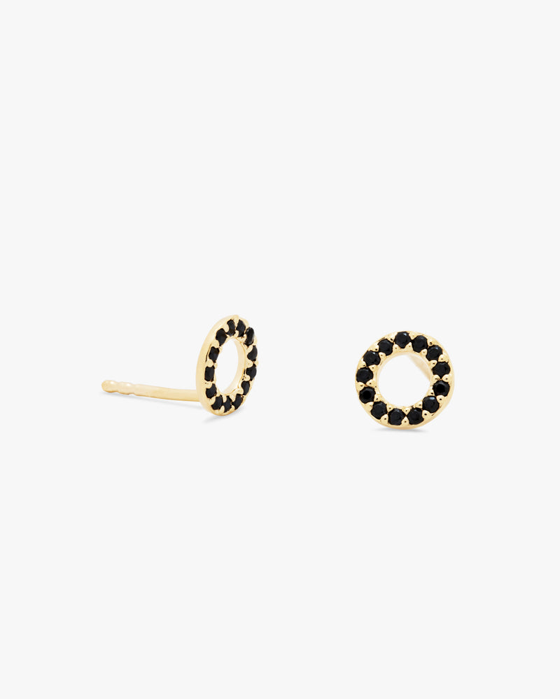 Golden Cubic Black Zirconia Stud Earrings