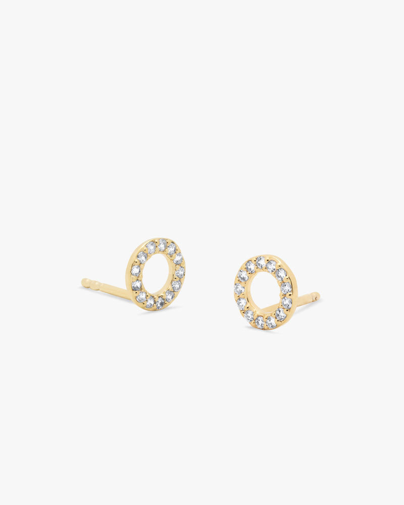 Golden Cubic White Zirconia Stud Earrings