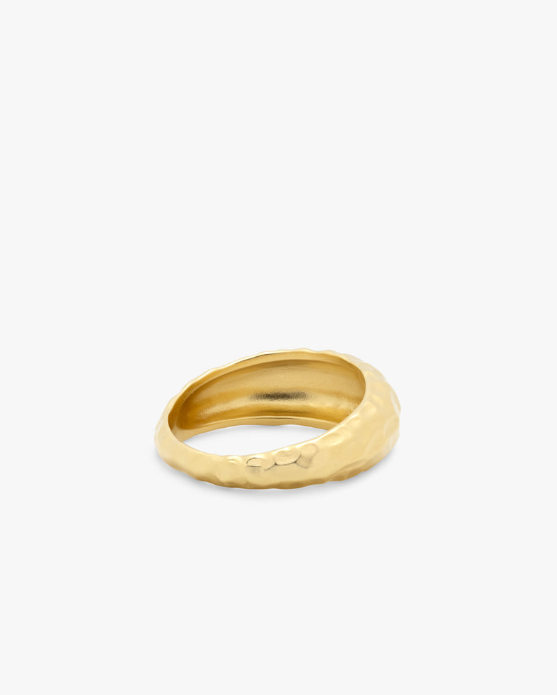 Golden Hammered Dome Ring