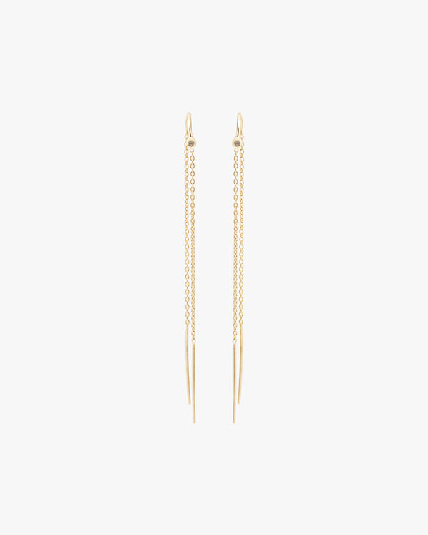 Golden White Zircon Threader Earrings