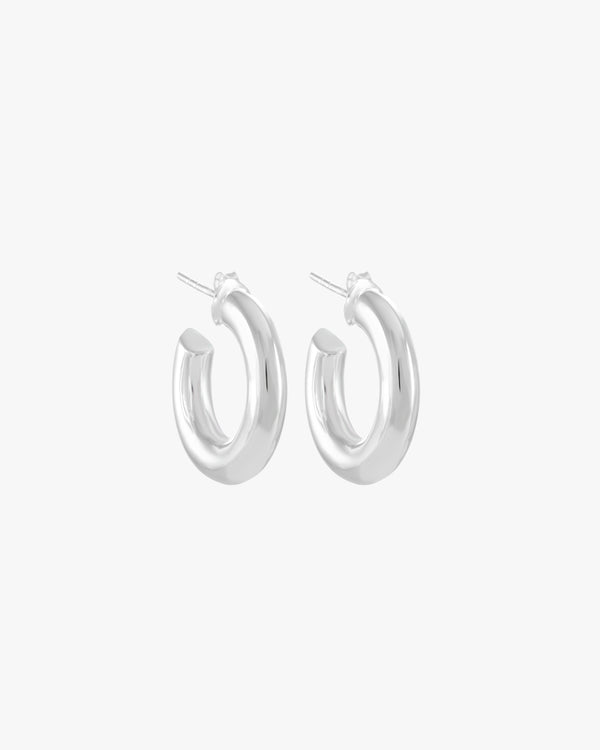 Silver Chunky Half Hoop Earrings 20mm