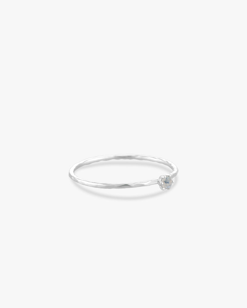 Silver Mini Crown Rainbow Moonstone Ring