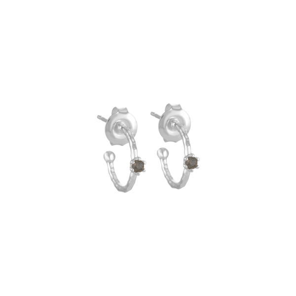 Silver Labradorite Hoop Earrings