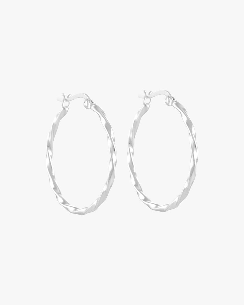 Silver Twirl Hoop Earrings