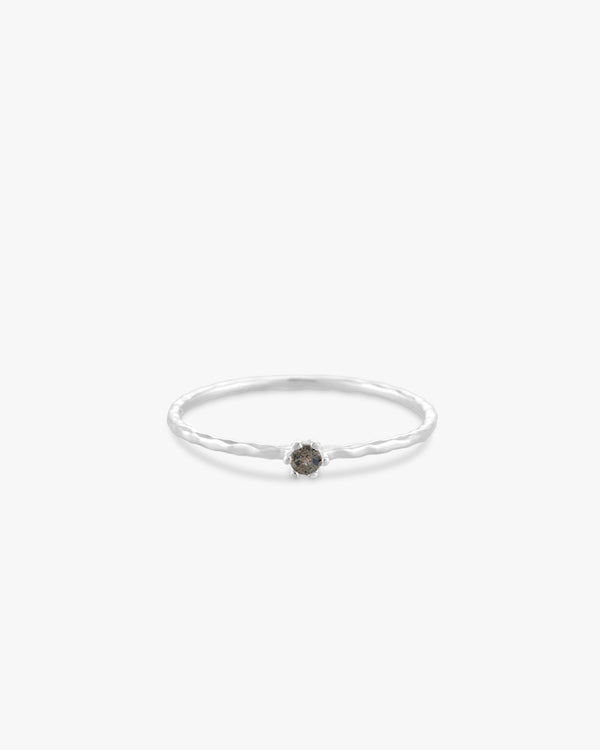 Silver Mini Crown Labradorite Ring