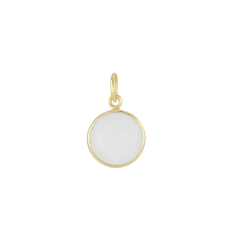 Golden Circle Cabochon White Moonstone Pendant