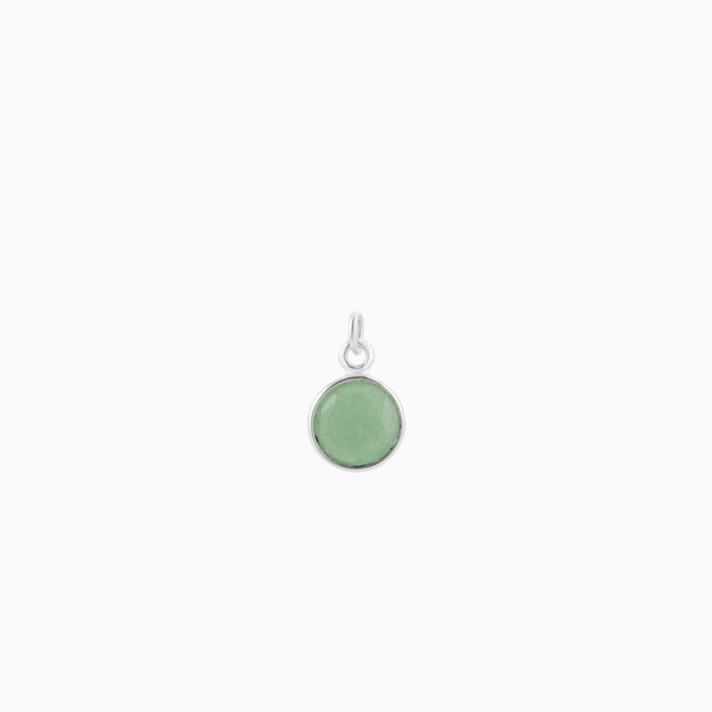 Circle Faceted Green Aventurine Silver Pendant