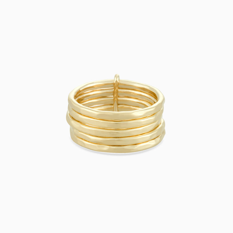 Golden Hammered Spin Ring