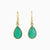 Green Onyx Teardrop Brass Earrings