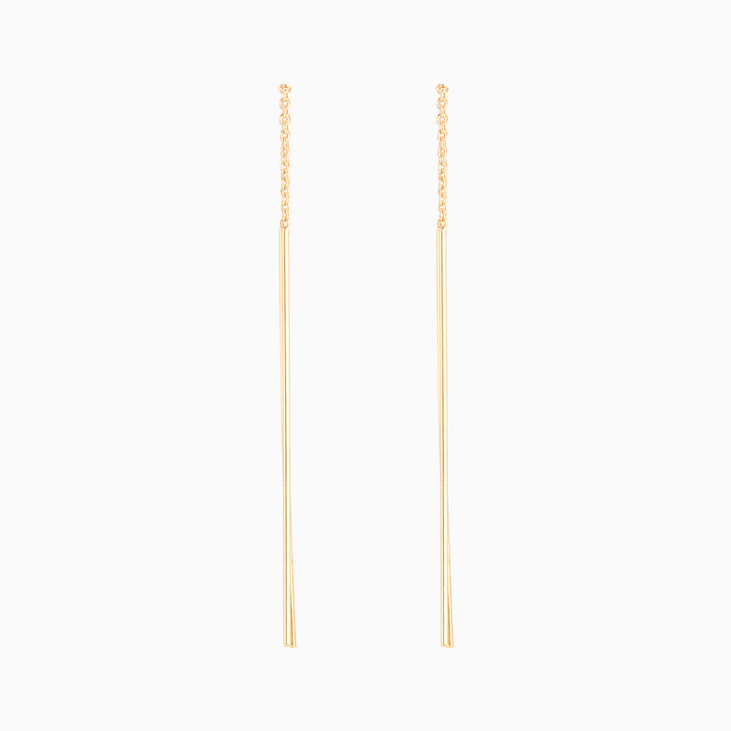 Golden Stripe Chain Threader Earrings
