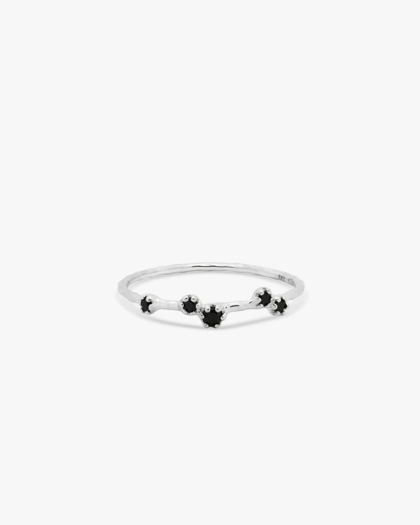 Silver Bloom Black Onyx Ring
