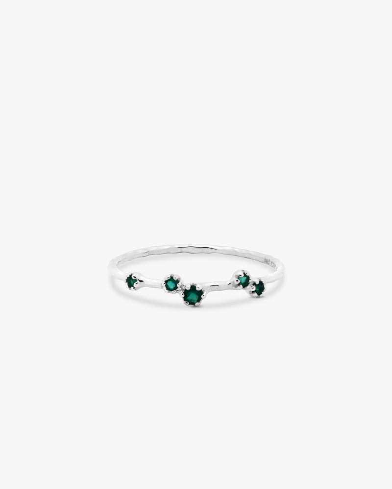 Silver Bloom Green Onyx Ring