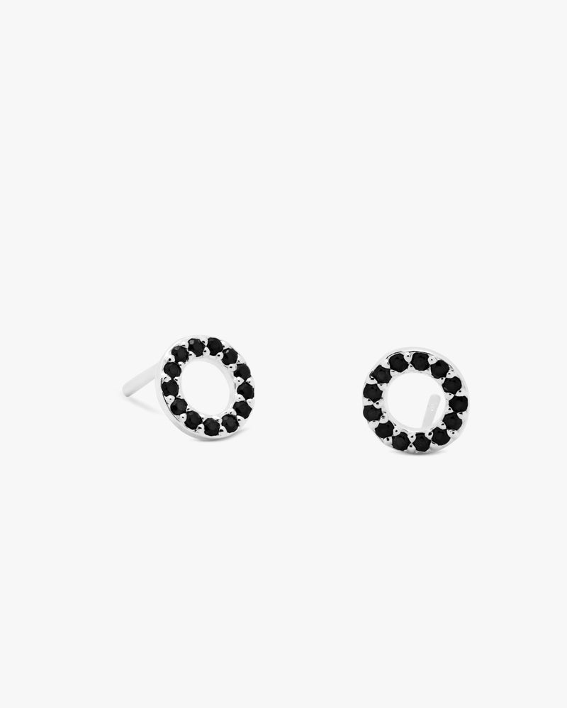 Silver Cubic Black Zirconia Stud Earrings