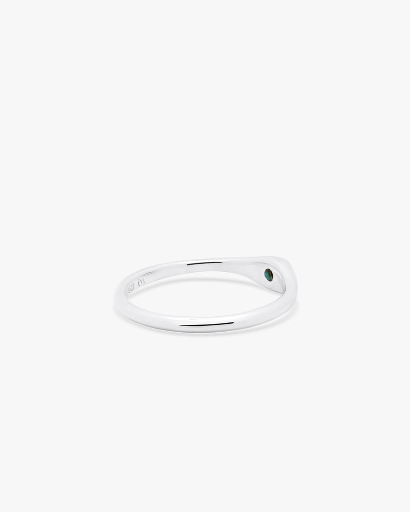 Silver Dome Emerald Ring
