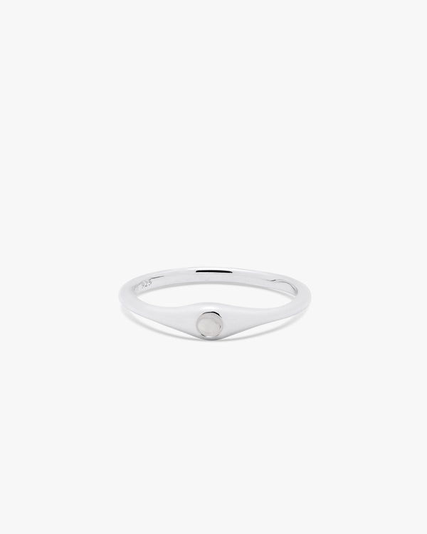 Silver Dome Moonstone Ring
