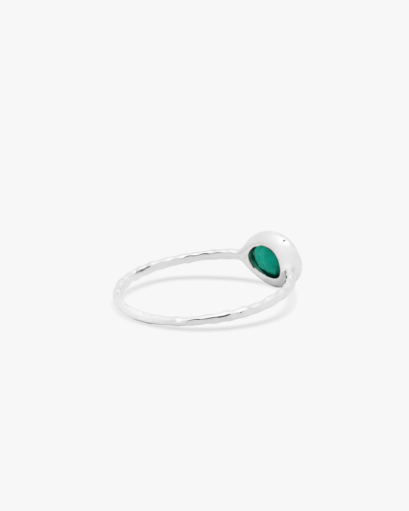 Silver Solo Green Onyx Ring