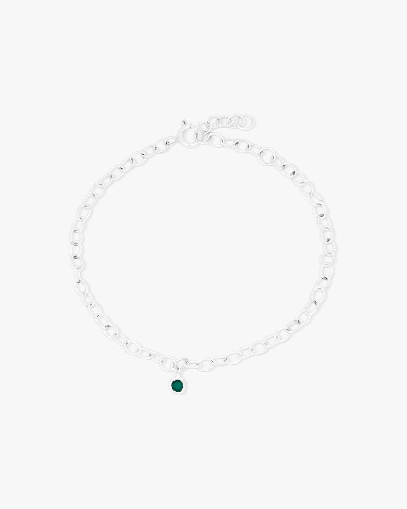 Silver Green Onyx Chain Bracelet