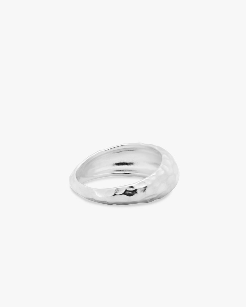 Silver Hammered Dome Ring