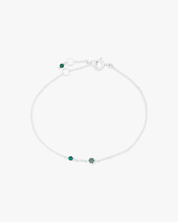 Silver Mini Green Onyx Bracelet