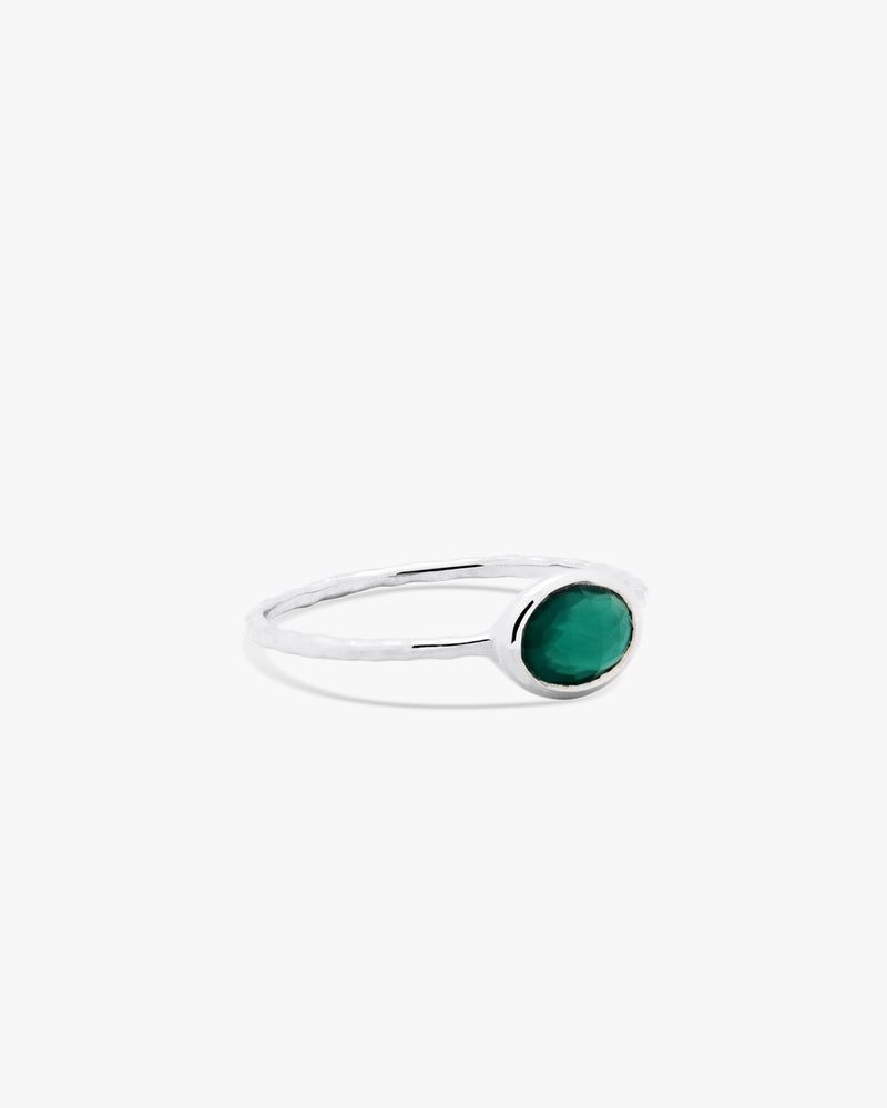 Silver Solo Green Onyx Ring