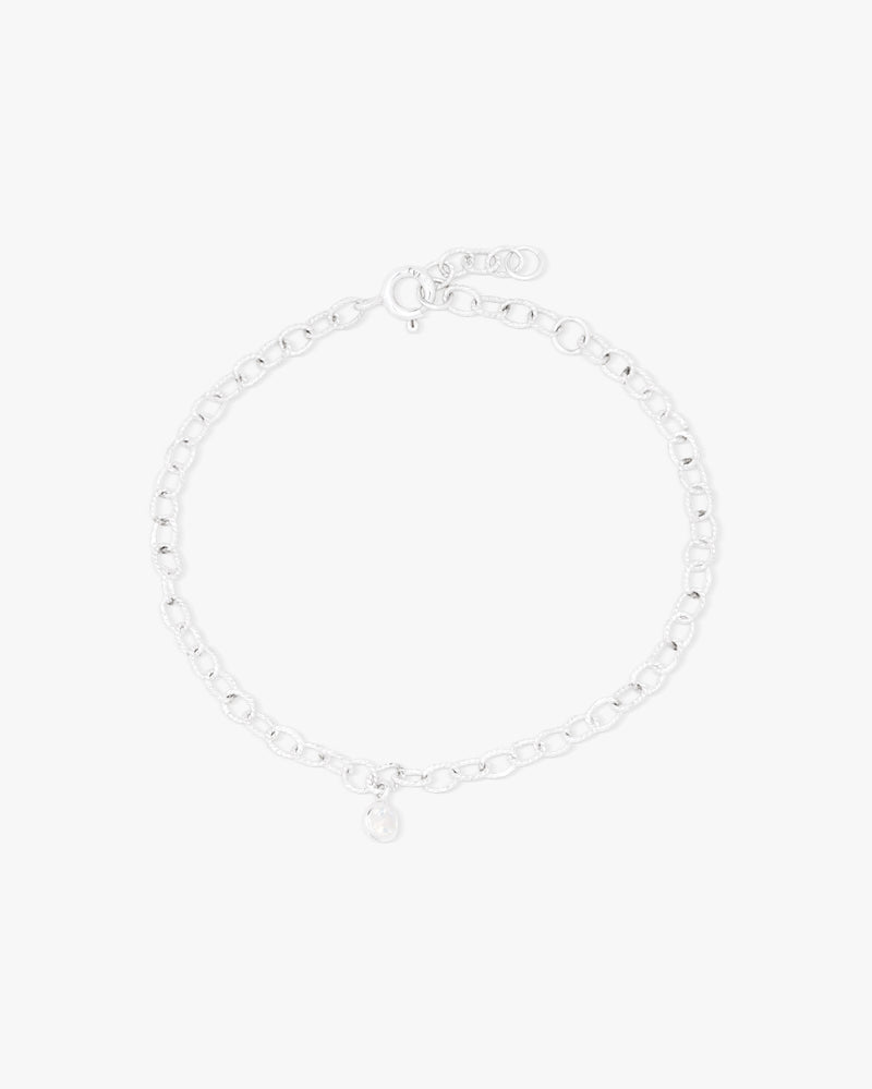 Silver Rainbow Moonstone Chain Bracelet