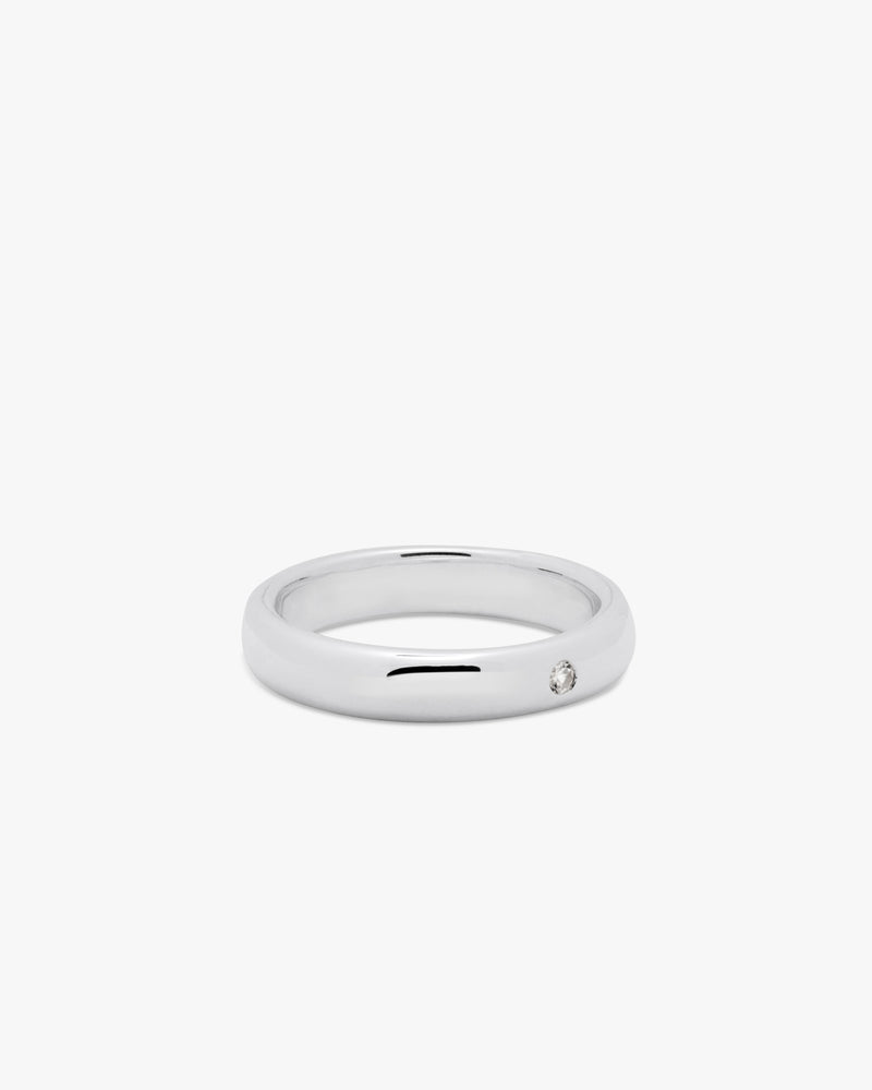 Silver Band White Zircon Ring