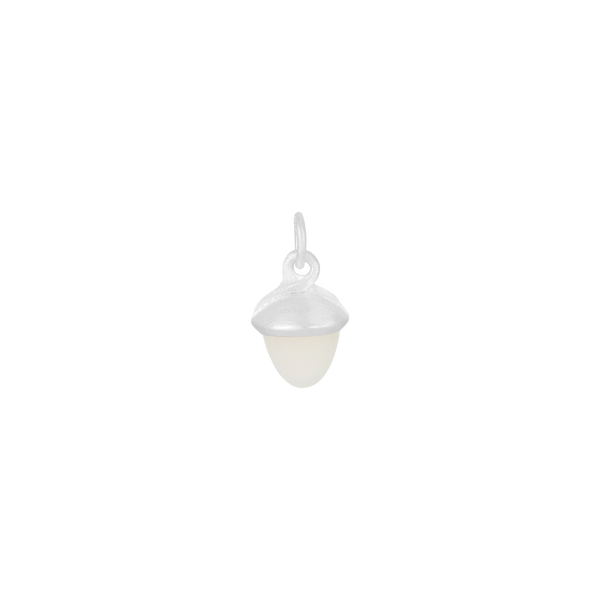 Silver Dome White Moonstone Charm S