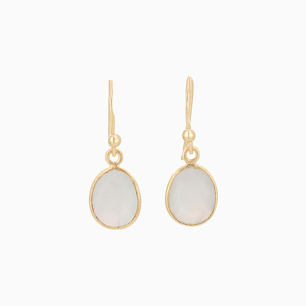 Golden Satin facet White Moonstone Earrings